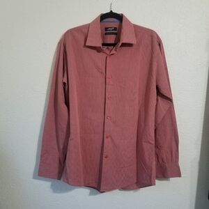 Forsyth Slim Fit Button Front Long Sleeve Red Shir